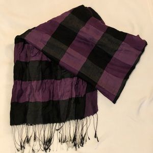 Purple and Black Fringe Scarf